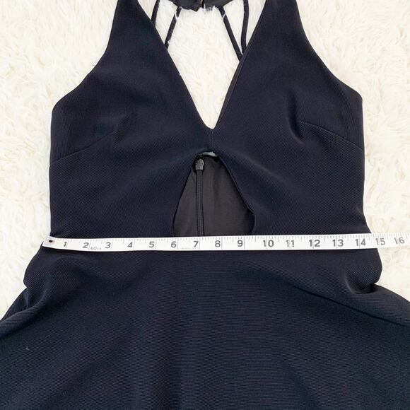 BEBE Black Sexy Cutout Flare Skater Halter Lined Dress size Large - Picture 8 of 13